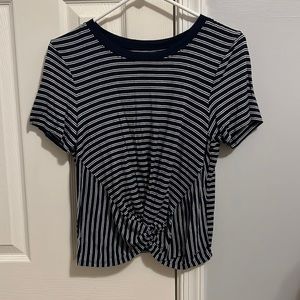 hollister navy blue w/ white stripes shirt